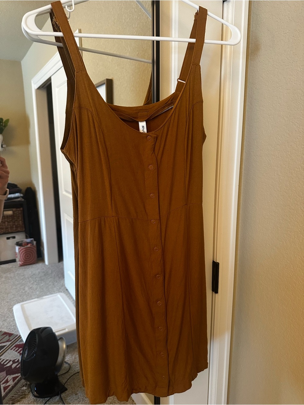 RVCA Rust-Brown Button-Front Mini Dress - Picture 2 of 3